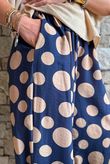 Basso Big Dot Balloon Cuff Pant Navy & Tan